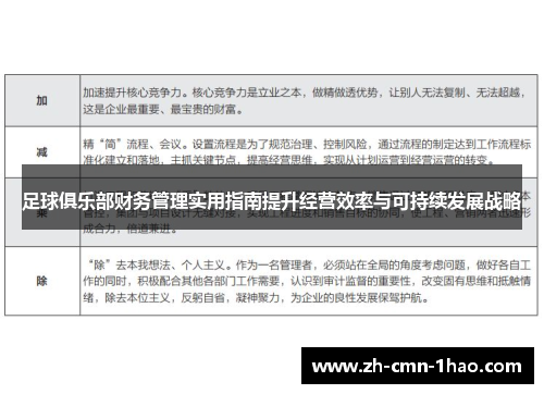 足球俱乐部财务管理实用指南提升经营效率与可持续发展战略