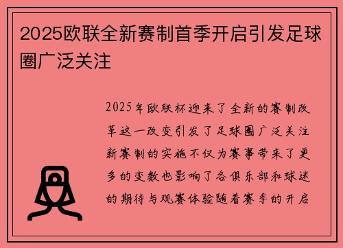 2025欧联全新赛制首季开启引发足球圈广泛关注